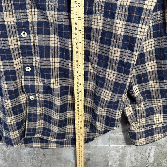 Vintage L.L.Bean blue & cream plaid flannel shirt Mens Size M #flannel #outdoor